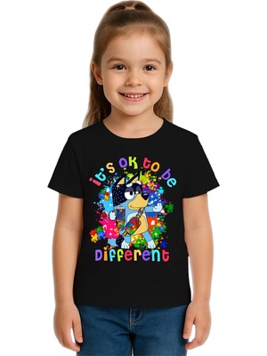 Sedirli Unisex Bluey Baskılı Çocuk Tişört Pamuklu Penye Kumaş