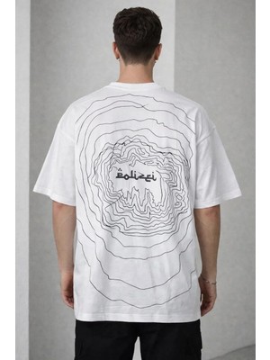 Giyim Center Erkek Bisiklet Yaka Baskılı Kısa Kollu Tişört Streetwear Günlük Basic Pamuklu T-Shirt - Beyaz