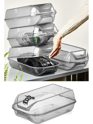 Storemax Hepsifursell Füme Kilit Kapak Unisex Ayakkabı Saklama Kutusu | Modüler Yapı | Ayakkabı Depolama - 5 Adet