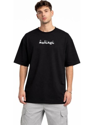 Giyim Center Erkek Bisiklet Yaka Baskılı Kısa Kollu Tişört Streetwear Günlük Basic Pamuklu T-Shirt - Siyah