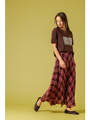 Nisan Triko Kareli Uzun Etek