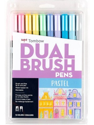 Tombow Abt Dual Brush Pen Grafik Kalemi 10'lu Set - Pastel Colors