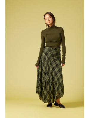 Nisan Triko Kareli Uzun Etek