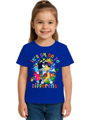 Sedirli Unisex Bluey Baskılı Çocuk Tişört Pamuklu Penye Kumaş