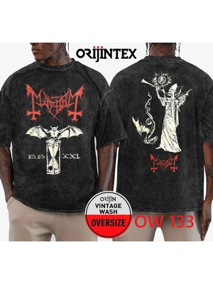 Mayhem Yıkamalı Over Size Tişört Xl