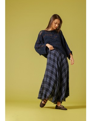 Nisan Triko Kareli Uzun Etek