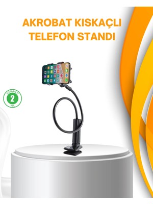 Esnek Gövdeli Mandallı Masaüstü Telefon Tutucu