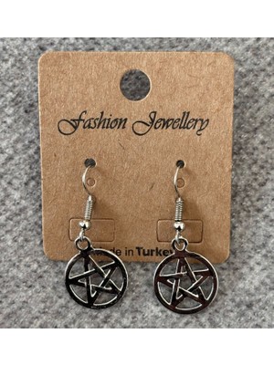 Metal Giyim Pentagram Küpe