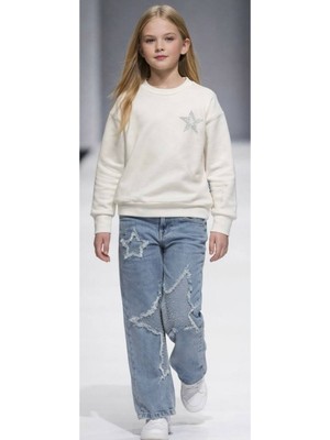 Linoş Kids Kız Çocuk Bayramlık Alt Üst Takım Kız Çocuk Yıldızlı Pantolon Kız Çocuk Yıldızlı Bluz Pantolon