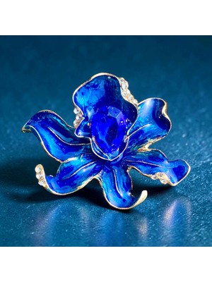 Rachel Silver Safir Zirkon Taşlı Altın Renk Mineli Çiçek Broş