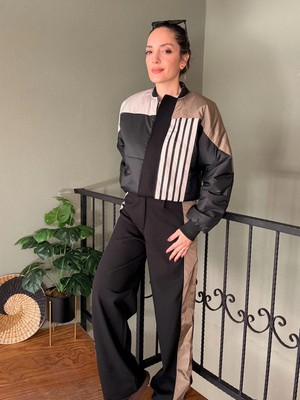 Ali Butik Siyah Şerit Detaylı Paraşüt Kumaş Takım