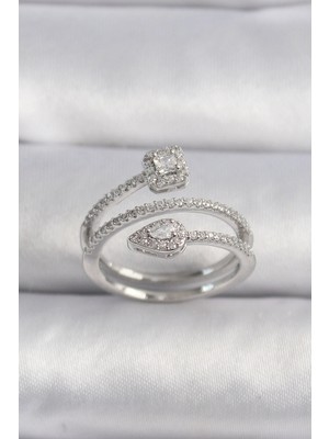 Sb Shopping Pirinç Gümüş Renk Zirkon Taşlı Ok Model Vip Seri Kadın Yüzük