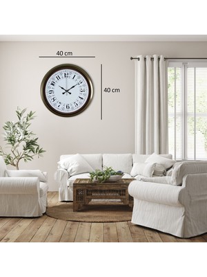 Çetiner Group Eskitme Motifli 40 cm Metal Duvar Saati