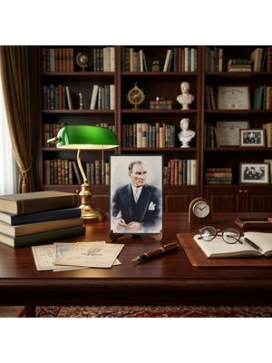 Hedea Atatürk Masaüstü Ahşap Tablo - Kabartmalı Baskı Şık Hediyelik 11X16 cm No 1