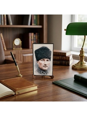 Hedea Atatürk Masaüstü Ahşap Tablo - Kabartmalı Baskı Şık Hediyelik 10X16 cm No 1