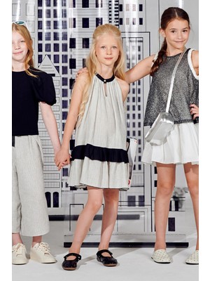 SheShe Siyah Beyaz Çizgili Pamuk Elbise