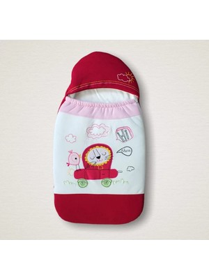 DMR Elegance Yenidoğan Arabalı Aslan Nakışlı Fermuarlı Şapkalı Klasik Kundak Bebek Battaniyesi Pembe