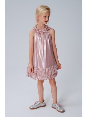 SheShe Pembe Pırıltı Piliseli Elbise