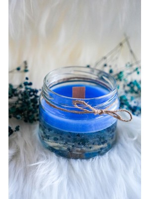 Dekoratif Kokulu Cipso Çiçek  Süslemeli Jel ve Soya Kavanoz  Mum