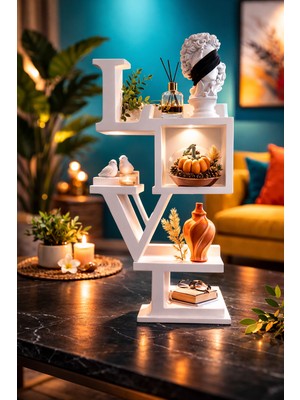 3D Boyuthane Modern Love Yazılı Masaüstü Raf