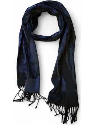 Hedea Lacivert Siyah Desenli Kaşkol