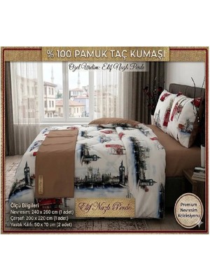 Elif Nazlı Perde Çift Kişilik Nevresim Takımı-V1