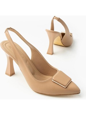 Colezium Pıert Nude Cilt Topuklu Ayakkabı