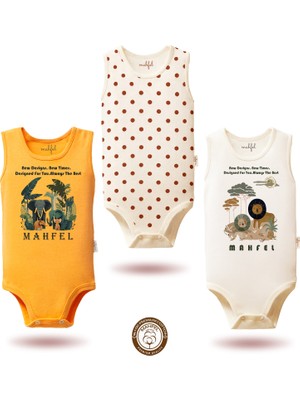 Mahfel 3'lü %100 Pamuklu Premium Çıtçıtlı Bebek Body Zıbın 853-732