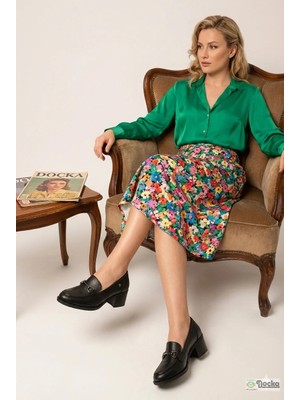 Mammamia Kadın Hakiki Deri Ortopedik Kalın Topuklu Klasik Ayakkabı M27YA/3395