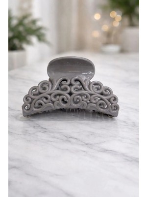 Nati Co Vintage Desenli Gri Mandal Toka – Günlük & Şık Kullanım (7 Cm)