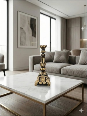 Tual Hobi Sanat Dekoratif Lüks Klasik Şamdan (39X16CM) Ev ve Ofis Dekorasyon Obje Biblo Aksesuar