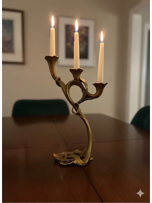 İki Cadı Tasarım Yapraklı Zarif Şamdan Polyester Obje