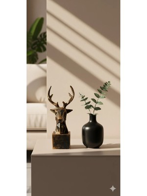 Tual Hobi Sanat Kaideli Kübik Geyik Kafası Biblo (23X10CM) Modern Geometrik Heykel Obje - Ev Ofis Dekorasyonu