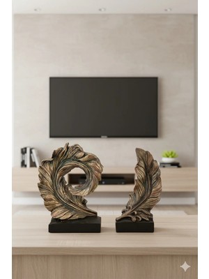 Tual Hobi Sanat 2’li Kaideli Kuş Tüyü Biblo Seti El Boyaması Dekoratif Figür Obje