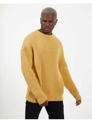 Elku Moda Oversize Salaş Kazak Tüylenmeyen Bisiklet Yaka Şık ve Konforlu Bol Kesim Triko Dökümlü Kazak Triko