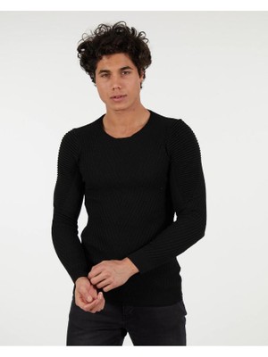 Elku Moda Slim Fit Naturel Pamuk Triko Kazak Tüylenmeyen Dar Kesim Fit Kışlık Kazak