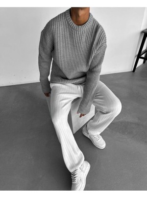 Elku Moda Oversize Salaş Kazak Tüylenmeyen Bisiklet Yaka Şık ve Konforlu Bol Kesim Triko Kazak