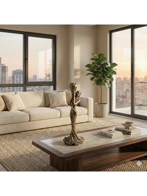 Tual Hobi Sanat Dekoratif Kadın Figürlü Şamdan & Mumluk (39X16CM) Büyük Boy Ev ve Ofis Dekorasyon Biblo Obje