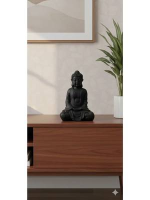 Tual Hobi Sanat Dekoratif El Boyaması Buda Heykeli (22X15CM) Ev ve Ofis Dekorasyon Obje Biblo