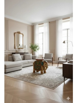 Tual Hobi Sanat Büyük Fil Sehpa Biblo 63X51CM El Boyaması Dekoratif Lüks Sehpa Aksesuar