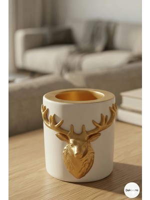 Tual Hobi Sanat Dekoratif Geyik Figürlü Tealight Mumluk (7cm) Trend Ev Ofis Dekorasyon ve Hediyelik Model