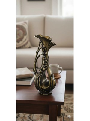 Tual Hobi Sanat Dekoratif Gül Motifli Lüks Şamdan ve Mumluk (34X14CM) Ev ve Ofis Dekorasyon Hediyelik