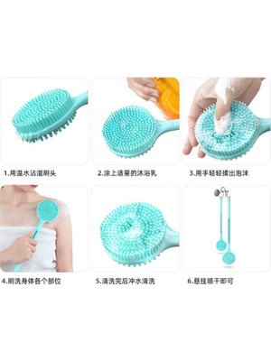 NW NessiWorld Çift Taraflı Silikon Uzun Saplı  Banyo Fırçası CM-331