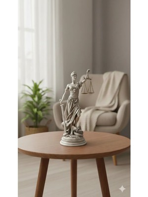 Tual Hobi Sanat Dekoratif Adalet Tanrıçası ve Adalet Terazisi Heykel Themis Biblo (35CM Büyük Boy)