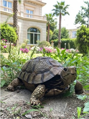 Tual Hobi Sanat Kaplumbağa Heykeli Biblo 32X24CM El Boyaması Dekoratif Ürün Dış Mekana Uygun