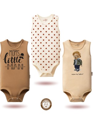 Mahfel 3'lü %100 Pamuklu Premium Çıtçıtlı Bebek Body Zıbın 829-715
