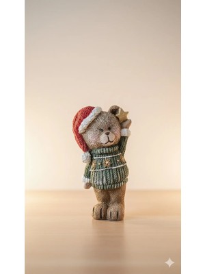 Tual Hobi Sanat Dekoratif Sevimli Ayıcık Biblo Ev Dekorasyon ve Hediyelik Obje (18X10CM)