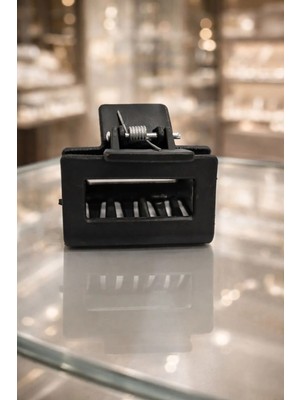 Nati Co Mat Siyah Dikdörtgen Mandal Toka – Güçlü Tutuşlu Şık Saç Tokası (5 Cm)