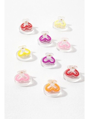 Nati Co Renkli Kalp Figürlü Mini Mandal Toka | Kız Çocuk Saç Tokası ( 3 Adet )