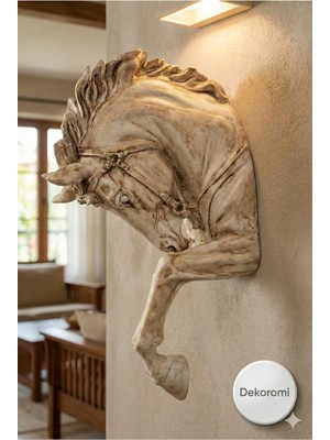 Tual Hobi Sanat Dekoratif Duvara Asılabilen At Kafası Heykeli Duvar Panosu ve Aplik (Dev Boy 48X28CM)
